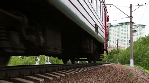 Train wheel on a rail. Closeup Stock Footage 63314193