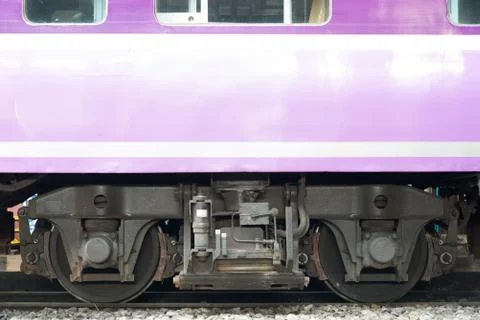 Train wheels on the bottom rail Stock Photos