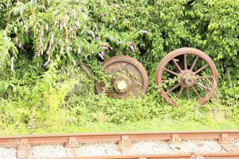 Train Wheels in the Grass Stock Photos