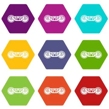 Train wheels icons set 9 Stock Illustration
