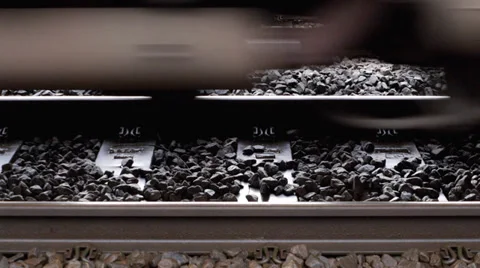 Train wheels passing on tracks Stock-Footage 33833889