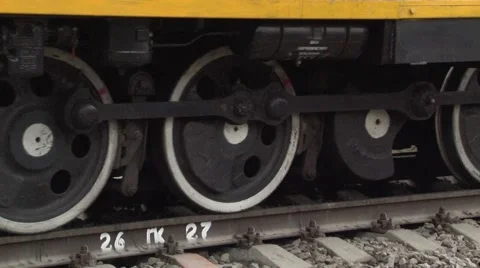 Train wheels stopping Stock Footage