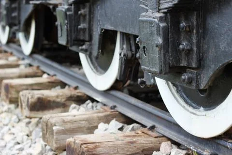 Train wheels on track Stock Photos