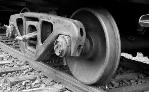 Train wheels on the track Stock Photos