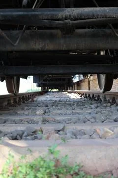 Train wheels tracks Foto stock