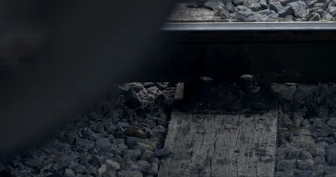 Train Wheels Trundle over Track Stock Footage 99231202