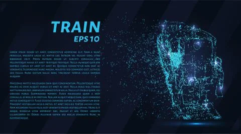 The train which consists of points. Particles in the form of a train on a dar Illustrazione stock