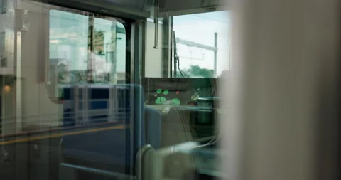 Train, window and rail transportation for commute or control room for travel Stock Footage 261003699