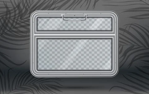 Train Window with Checkered Copy Space and Shadow from Palm Leaves. Stock Illustration