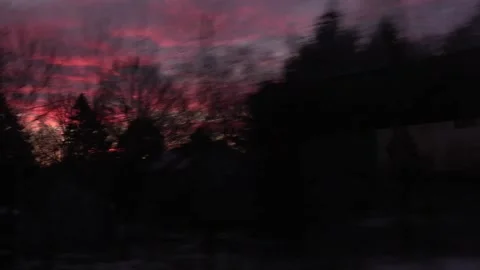 Train window dawn pink clouds Stock Footage 156258466