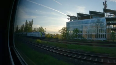 Train window early morning Stock Footage 240633244