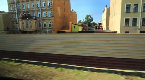 From the train window at home (POV) Stock Footage 27290961