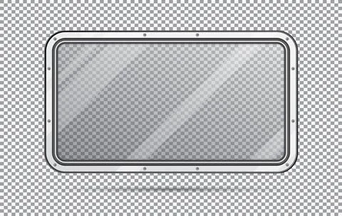 Train Window Isolated on Checkered Background. Realistic View From Inside of  Illustrazione stock