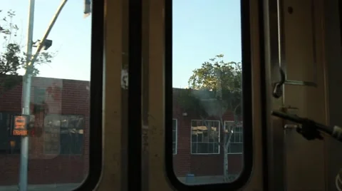 Train window, passing city Stock-Footage 67639354
