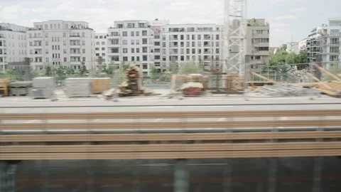 Train Window Perspective Travelling in Berlin Stock-Footage 144256395