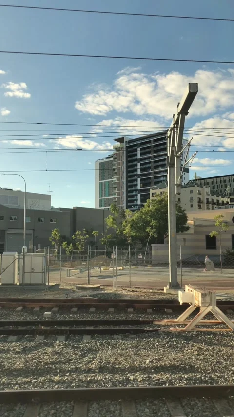 Train window urban scene vertical video Stock Footage 241641649