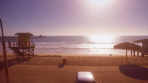 Train window view beach in California USA in 4K Stock Footage 88303390