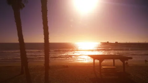 Train window view beach in California USA in 4K Stock Footage