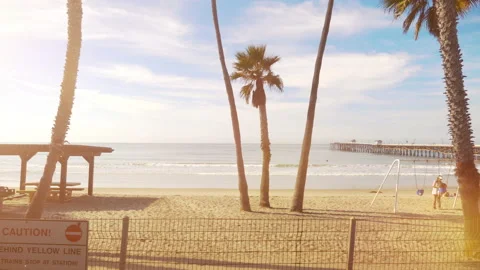 Train window view on beach in California USA in 4K Slow motion 60fps Video stock 124252064