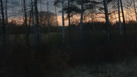 Train window view with dramatic sunset light Stock Footage 111562916