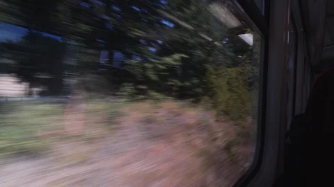 Train window view england countryside wide Stock Footage 92829035