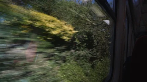 Train window view England entering station Stock Footage 92829086