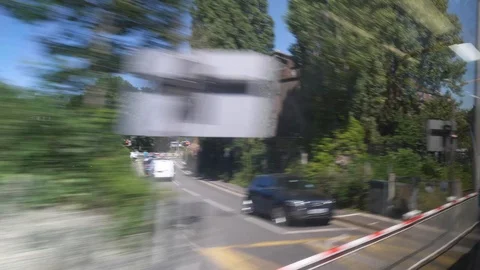 Train window view england pass through station Stock Footage 92829135