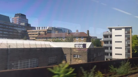 Train window view in london Stock Footage 92829241