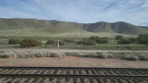 Train Window View Metrolink Commuter Rail Palmdale Lancaster California USA Stock Footage 230485274