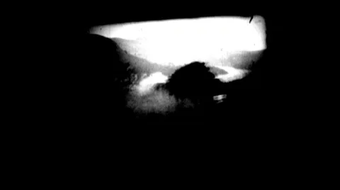 Train Window View Rural Lake Landscape - Vintage Super8 Film Stock Footage 10562776