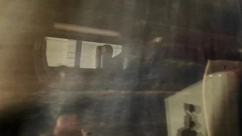 Train window view travelling through Paris Video stock 297472755