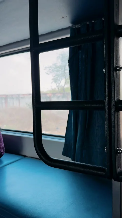 Train windows, view from inside, India Stock Footage 333571559