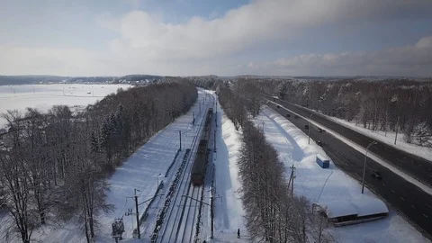 Train at winter day Stock Footage 85704778