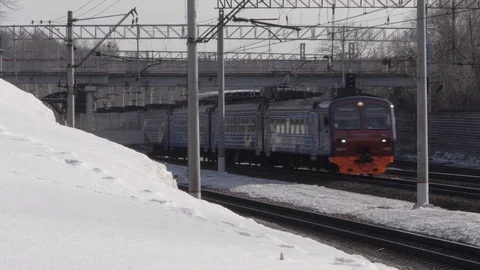 Train in Winter Stock Footage