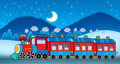 Train in winter landscape Stock Illustration