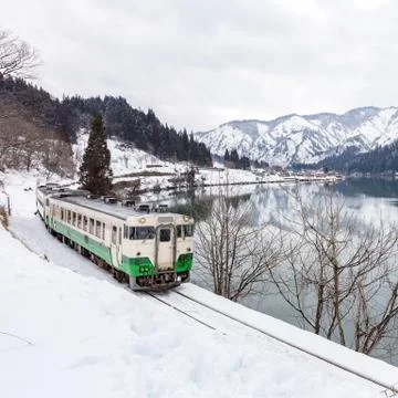 Train in Winter landscape snow Stock Photos