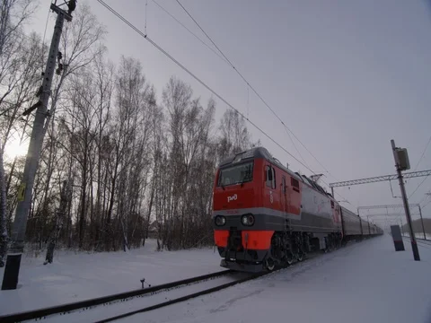Train winter snowstorm 4 Stock Footage 70982779