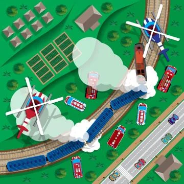 Train wreck. Stock Illustration