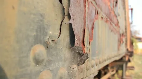 Train wreckage pull focus _1 Stock Footage 12537617