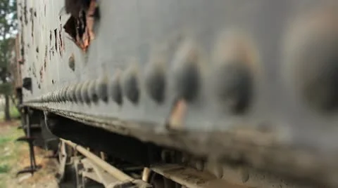 Train wreckage pull focus _2 Stock Footage 12537657