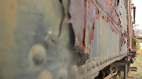 Train wreckage pull focus _4 Stock Footage 12540300