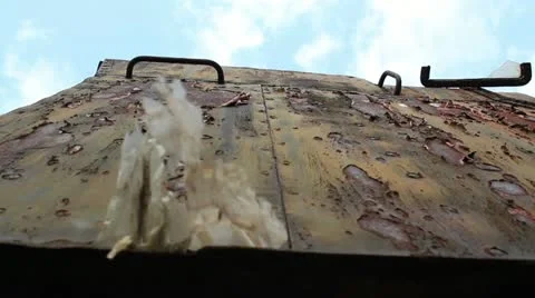 Train wreckage wagon pull focus Stock-Footage 12538301