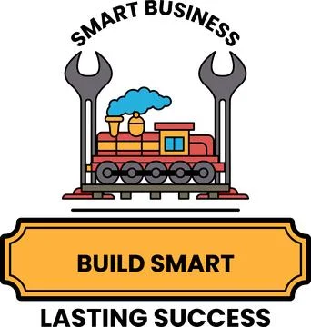 A train with a wrench on it is the logo for Smart Business Stock Illustration