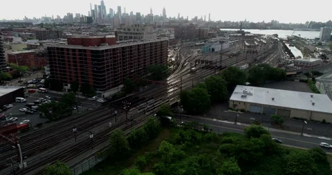 Train yard in Jersey City Stock Footage 155737232