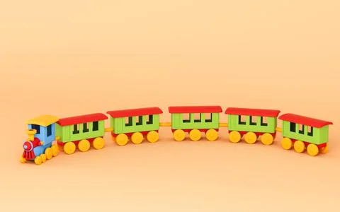 A train with yellow background, 3d rendering. Stock Illustration