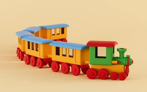 A train with yellow background, 3d rendering. Stock Illustration