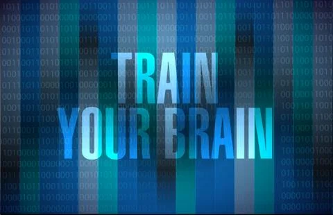 Train your brain binary sign concept Illustrazione stock
