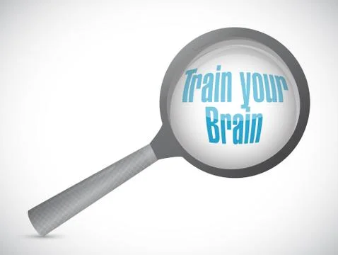 Train your brain magnify search sign concept Illustrazione stock