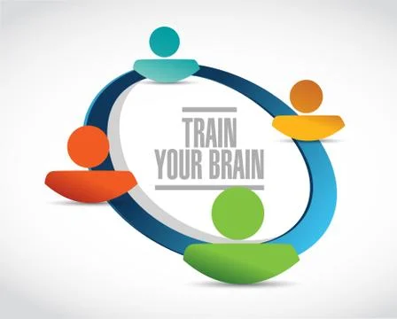Train your brain people network sign concept Illustrazione stock