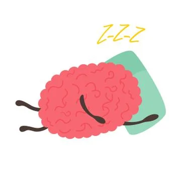 Train your brain poster with funny cartoon brain Stock Illustration